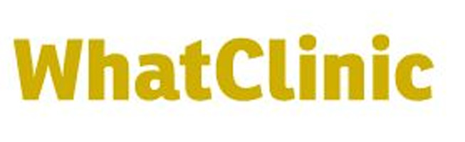 WhatClinic logo in yellow text